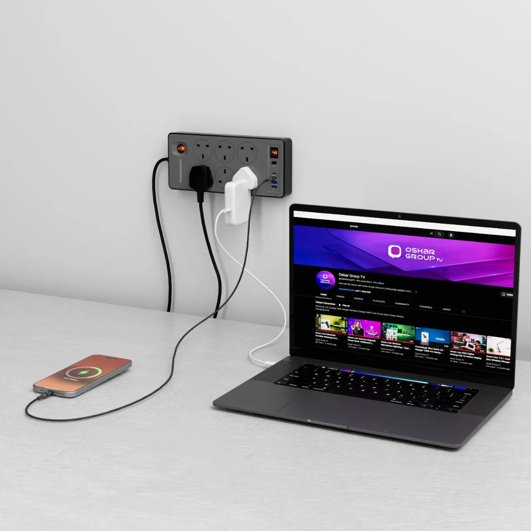 2990W Power Strip with USB-C PD & QC Charging Ports - Fast Charging Power Outlet