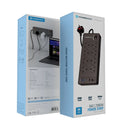 Powerology 8AC | 2990W Power Strip with PD 20W & QC 18W Black