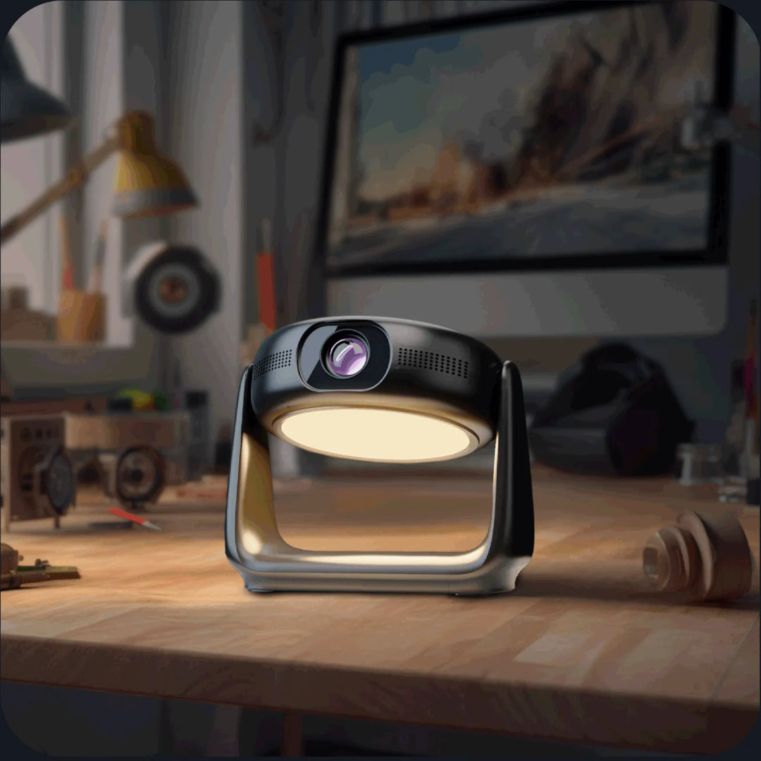 Portable Projector 720P Powerology Rotating Stand Wireless Battery Powered Device
