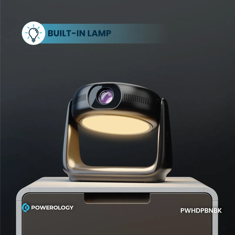 Powerology Rotating Stand Portable Projector 720P 300 Lumens Black