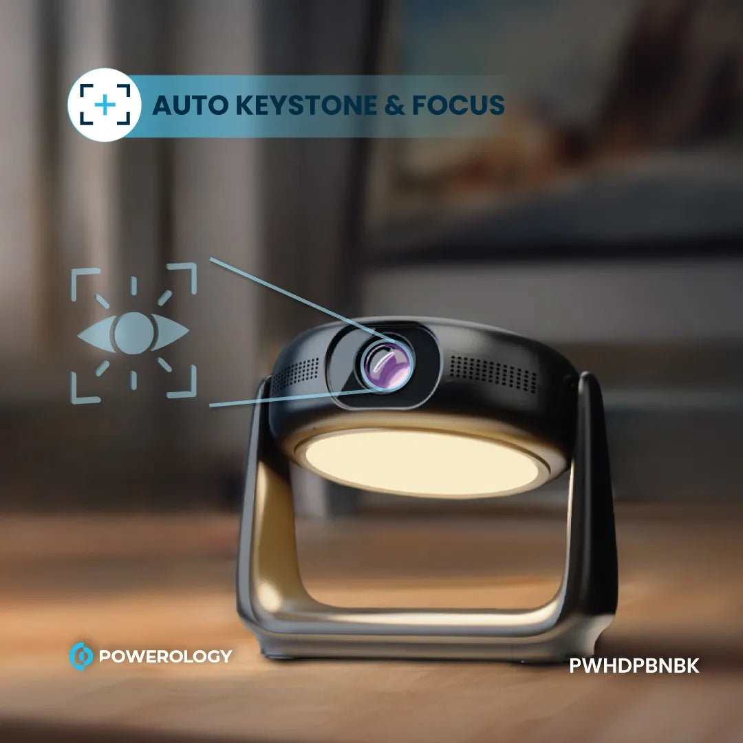 Portable Projector 720P Powerology Rotating Stand Wireless Battery Powered Device