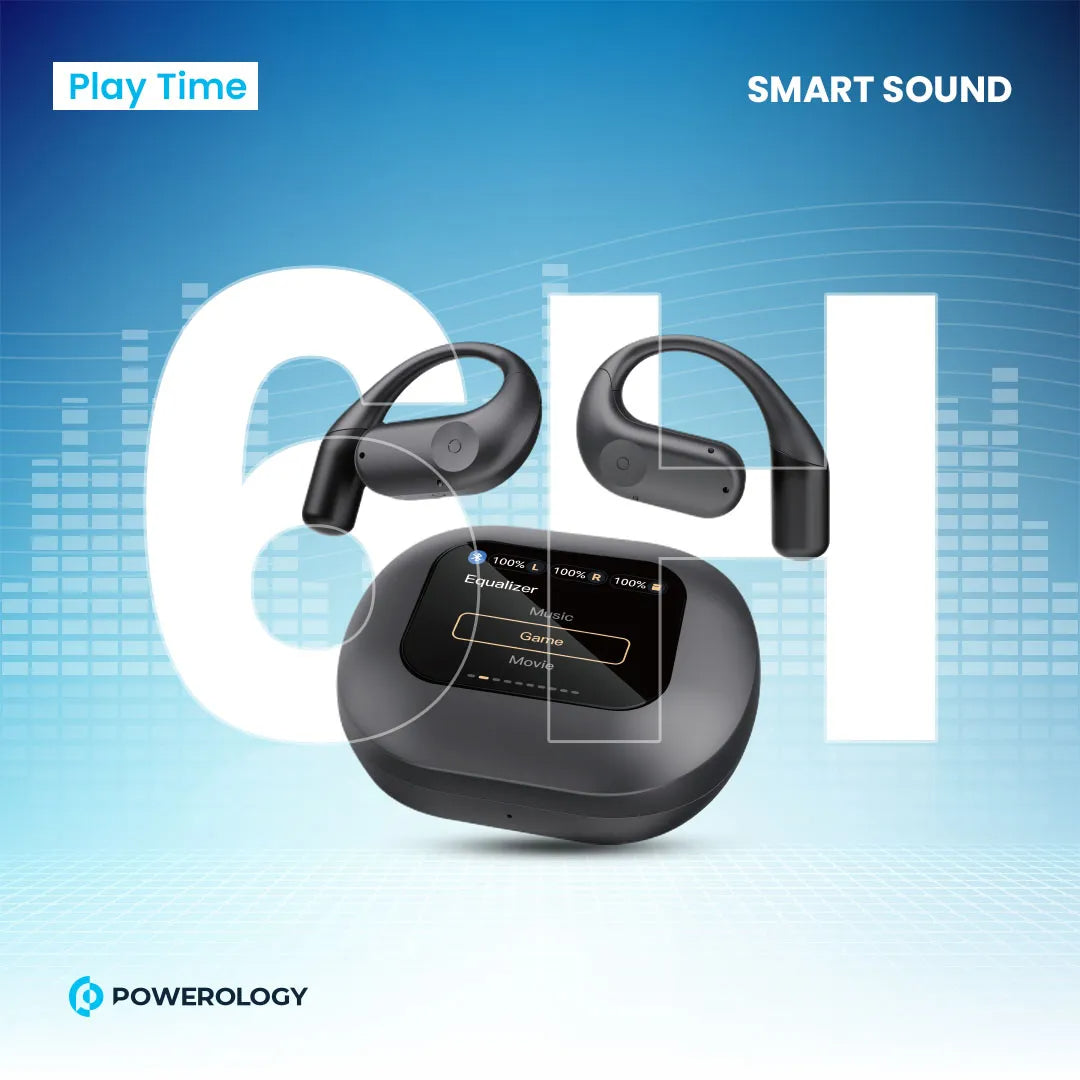 Wireless Stereo Earbuds - Powerology Open-Ear Bluetooth Audio Earphones Black