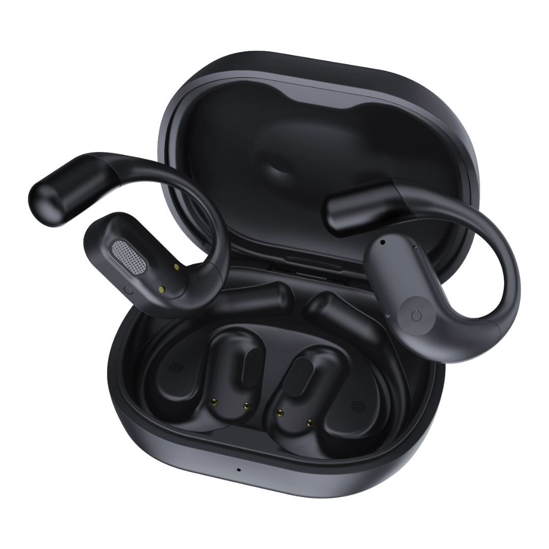 Wireless Stereo Earbuds - Powerology Open-Ear Bluetooth Audio Earphones Black