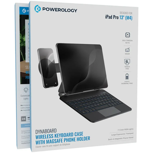 Powerology DynaBoard Wireless Keyboard Case for iPad Pro 13" Black