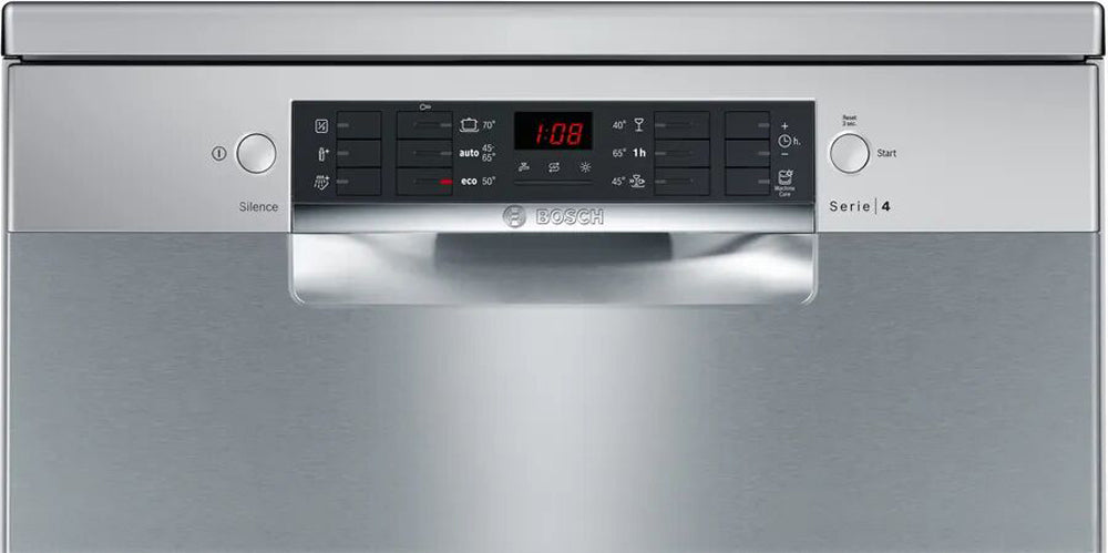 Bosch Dishwasher Free Standing Stainless Steel With Glass Cleaning Program & Height Adjustable Basket