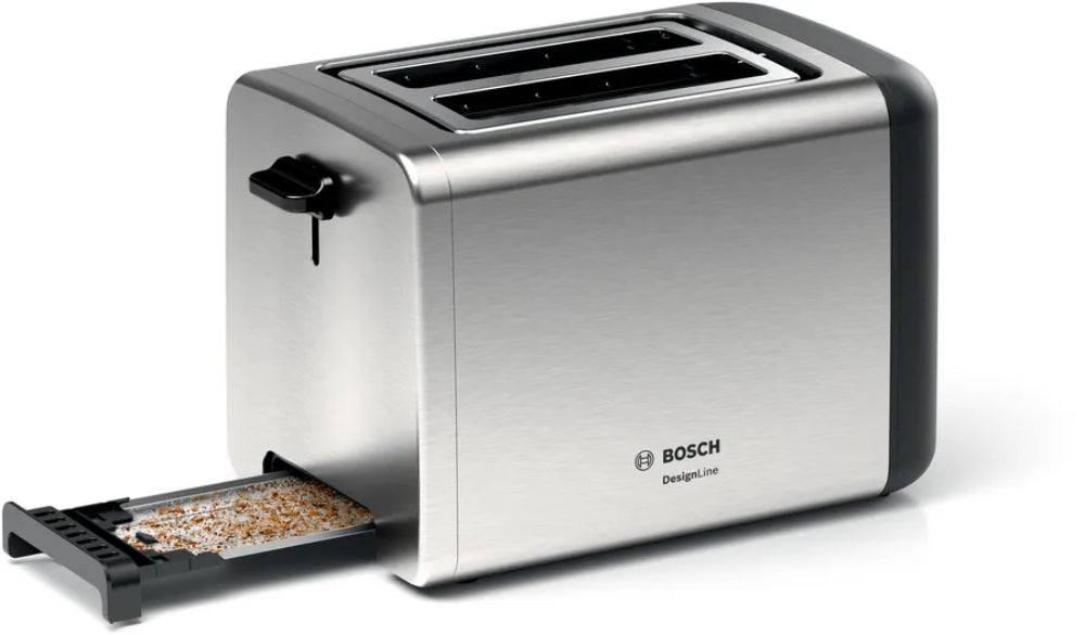 Bosch 2-Slot Toaster - Compact Stainless Steel Toaster with High Lift & Timer Control