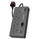 Powerology 4AC 2990W Power Strip with PD 20W & QC 18W Black