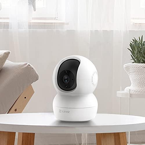 EZVIZ TY2 Smart Indoor Wi-Fi Camera 1080,Pan and Tilt 360° Visual Coverage, Night Vision with Smart IR (up to 10m),Privacy Protection, Motion Detection, Smart Tracking with SanDisk 128GB Ultra MicroSDXC - Lolly