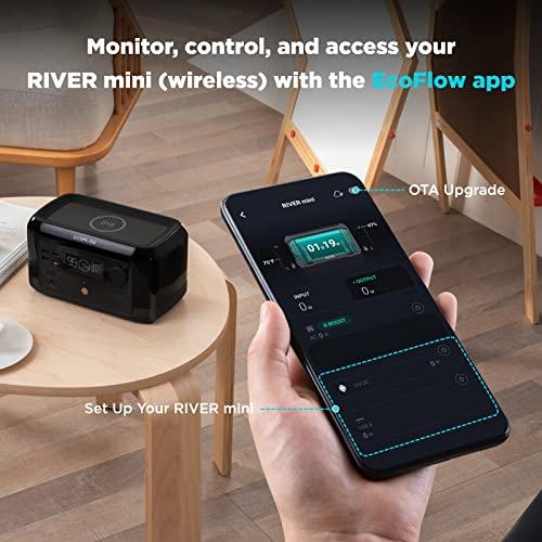 EF ECOFLOW River Mini (Wireless) 210Wh Portable Power Station, Fast Charging, Sports AC, DC, Wireless Pad, and USB Outlets, Solar Generator - Lolly