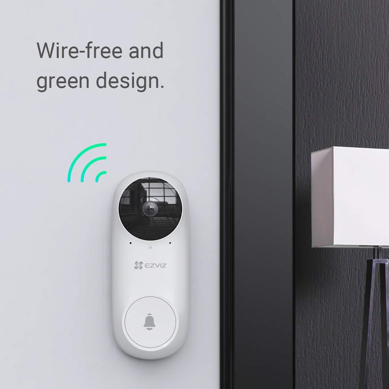 EZVIZ DB2C WireFree Video Doorbell with Chime Rechargable Battery Powered Wireless Security Camera Two Way Talk Human Detection Night Vision - Lolly