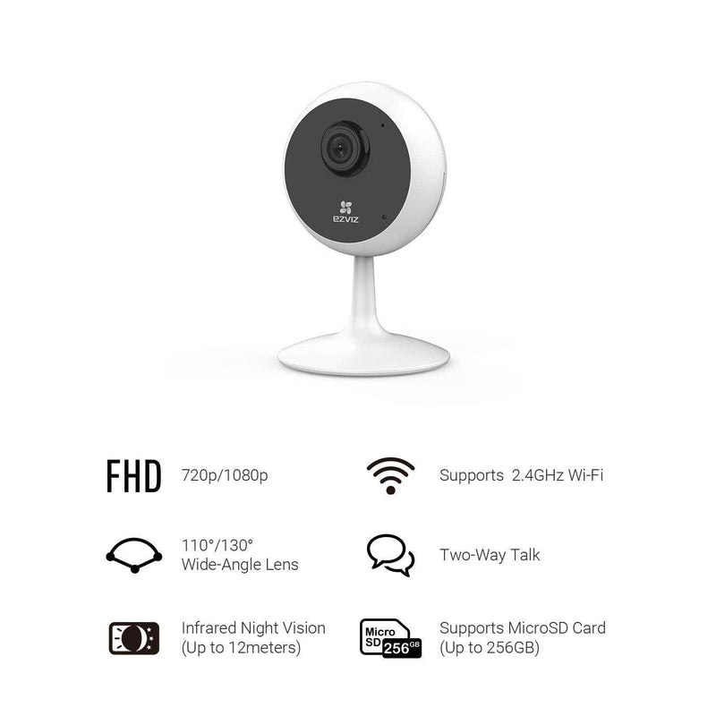 EZVIZ C1C 1080p Indoor WiFi Security Camera Smart Motion Detection Zone Full Duplex Two-Way Audio 40ft Night Vision 2.4GHz CS-C1C with SanDisk 128GB Ultra MicroSDXC - Lolly