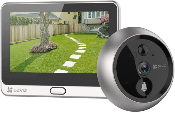 EZVIZ 1080P Video Door Viewer Peephole Camera with 4.3" Colour Screen Display, Rechargable Battery,Two-Way Audio, PIR Motion Detection (DP2C) - Lolly