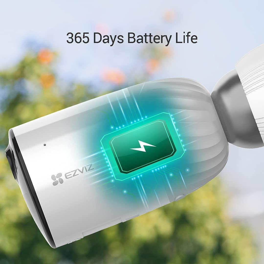 EZVIZ BC1 Battery Cameras 1080p Outdoor WiFi Camera, 365 Days Battery Life, Wireless, Night Vision, Two Way Audio, 3 Camera Kit with 1 Base with SanDisk 128GB Ultra MicroSDXC - Lolly