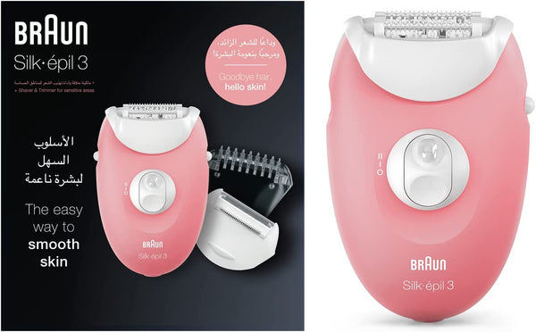 Braun Epilator SE 3440 Silkepil for legs and body, shaver head, with trimmer cap