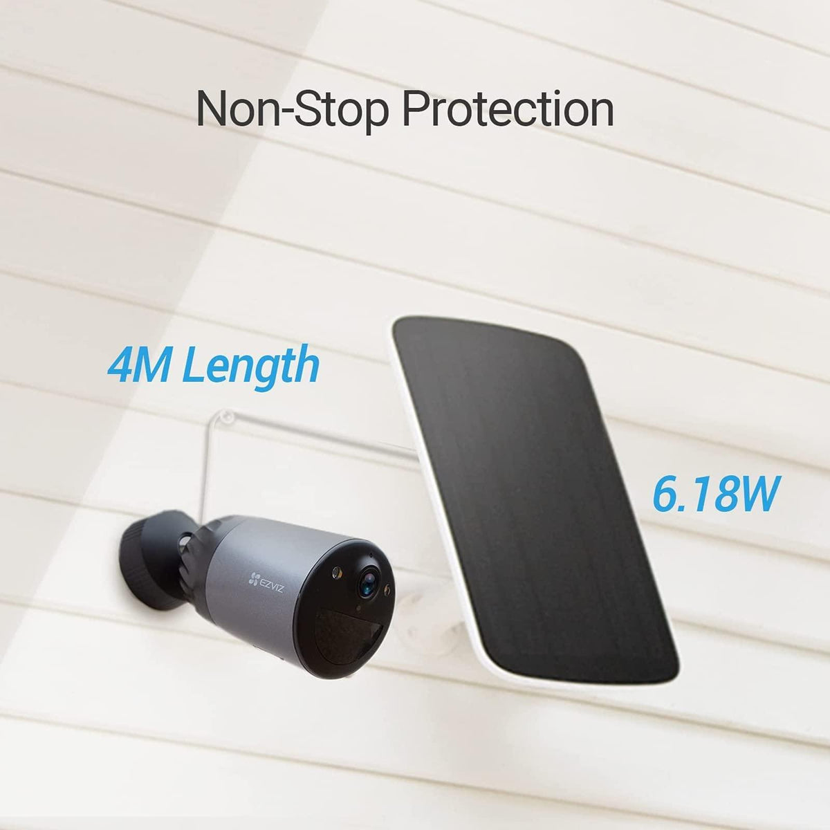 EZVIZ Solar Panel Power Supply for Wireless Outdoor Camera Compatible with BC1C/BC1 B1/B2/B3 Sets, IP65 Waterproof/4 Meters Cable Adjustable Mount/Continuous Power Supply - Lolly