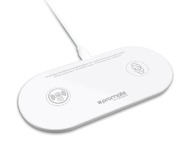 Promate AURABASE-2 Dual Fast Wireless Charging Station White AURABASE2-WT