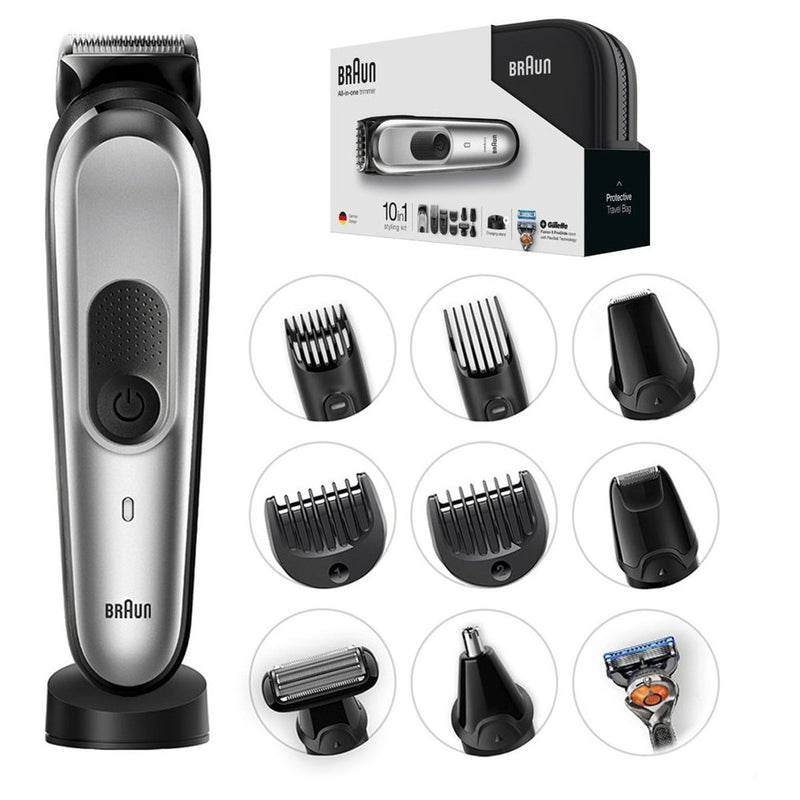 Braun All-in-one trimmer MGK7020, 10-in-1 trimmer, 8 attachments and Gillette Fusion5 ProGlide razo