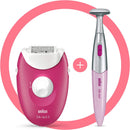 Braun Silk-épil  3420 Raspberry pink epilator plus massage rollers and bikini trimmer