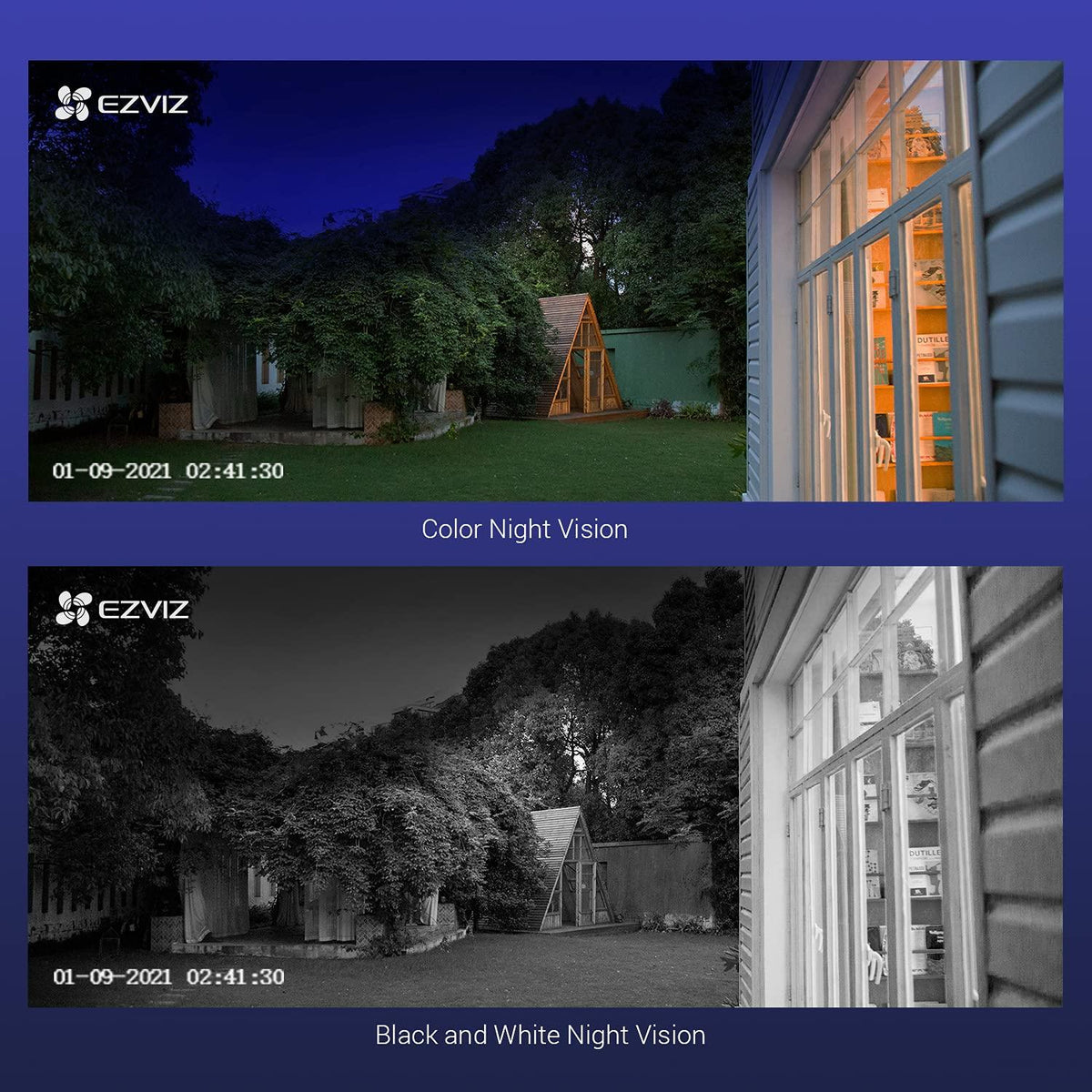 EZVIZ BC1 Wireless Outdoor Cameras 1080p Wi Fi, 365 Days Battery Life, Two Way Audio, 2 Camera Kit with 1 Base, Alexa, CS-BC1-B2, BC1-2 Camera - Lolly