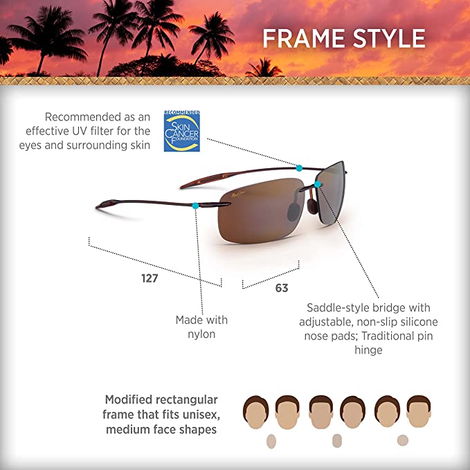 Maui Jim Breakwall | Polarized Rimless Frame Sunglasses, with Patented PolarizedPlus2 Lens Technology