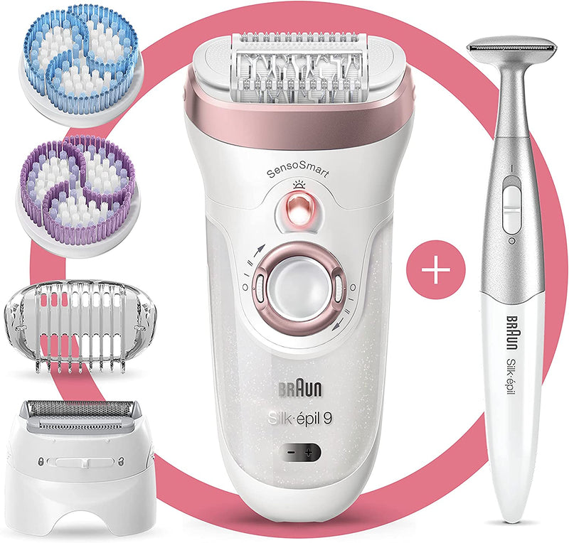 Braun Silk Epil 9 Skinspa SensoSmart 4 in 1 Epilator with 13 Extras- Rose Gold