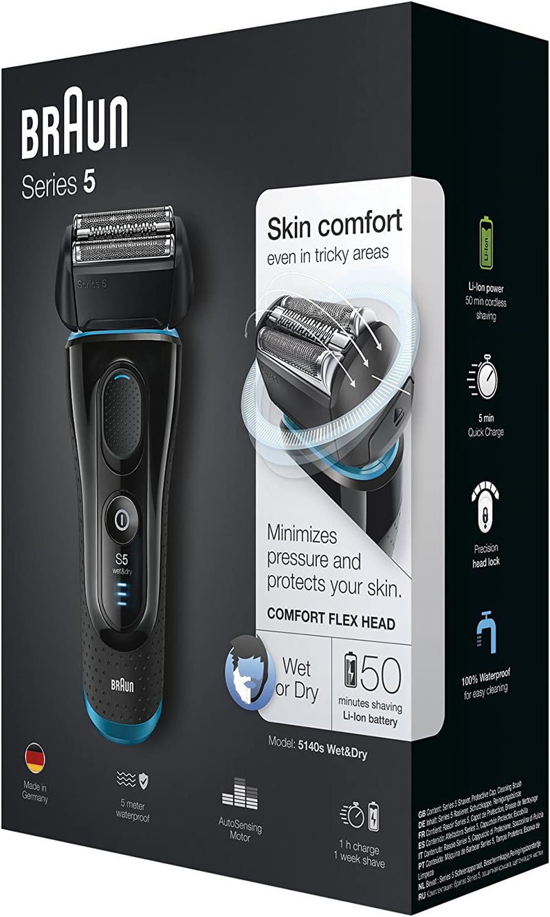 Braun Series 5 5140s Wet & Dry Electric Foil Shaver, Black/Blue