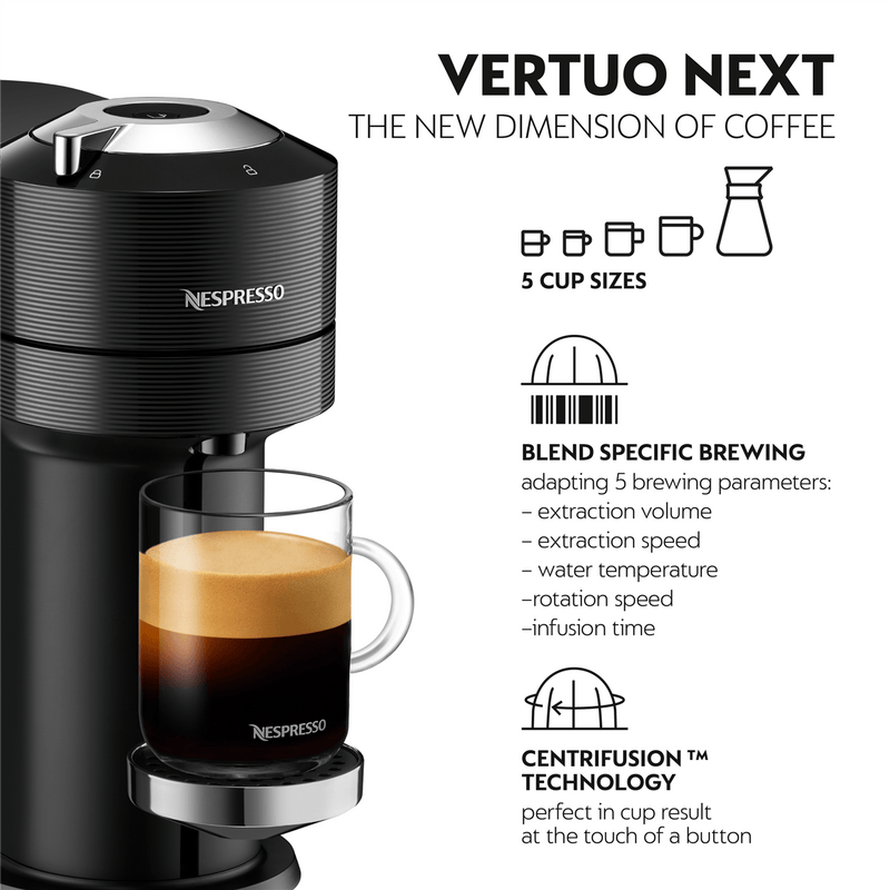 Nespresso Vertuo Next Coffee Machine-Chrome Deluxe Black EU version