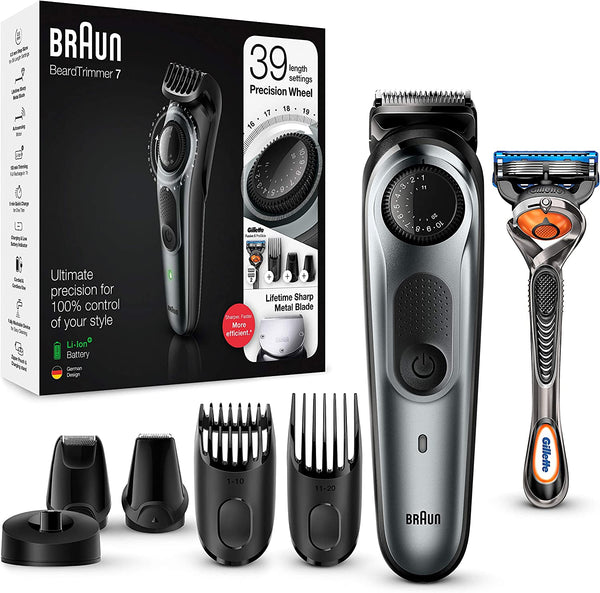 Braun BT7240 rechargeable Beard trimmer & hair trimmer. 39 length settings & lifetime sharp metal blades deliver ultimate precision for an even cut