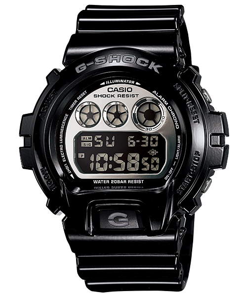 Casio G-Shock DW6900NB-1 Silver Mirror Dial Sports Watch (Jet Black)