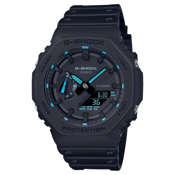 G-SHOCK GA-2100-1A2DR Digital Black Resin Neon Accent Series Band Men's Watch