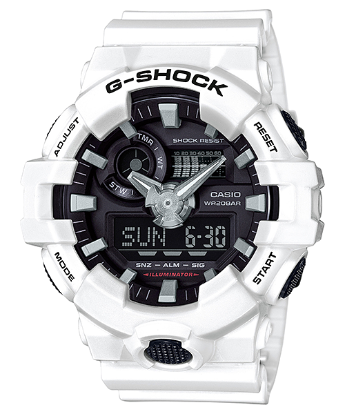 G-SHOCK ANALOG-DIGITAL WHITE & BLACK MENS WATCH - GA-700-7ADR