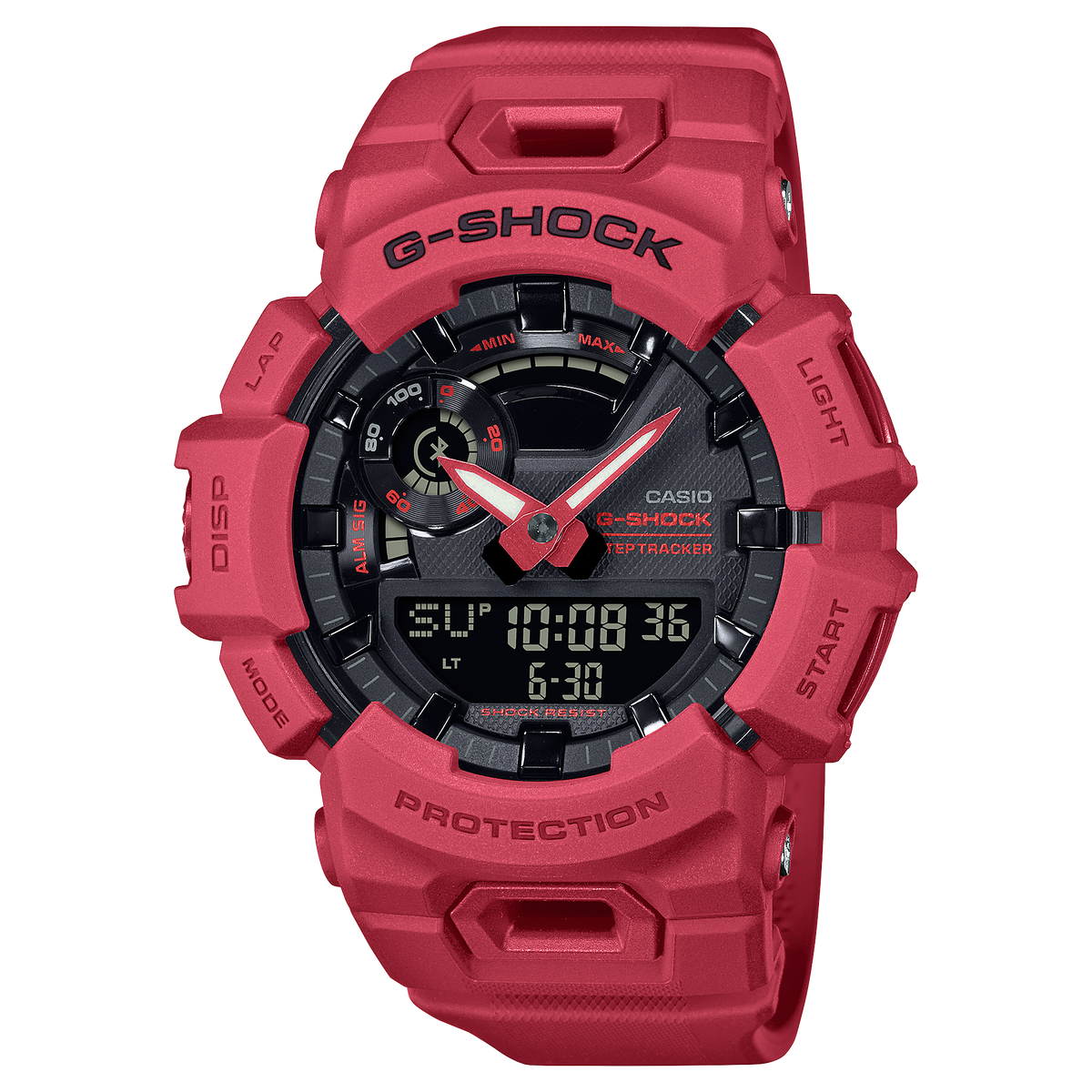 G Shock Analog Watch – Men's Sports Resin Band, Shock Resistant, Vibrant Red