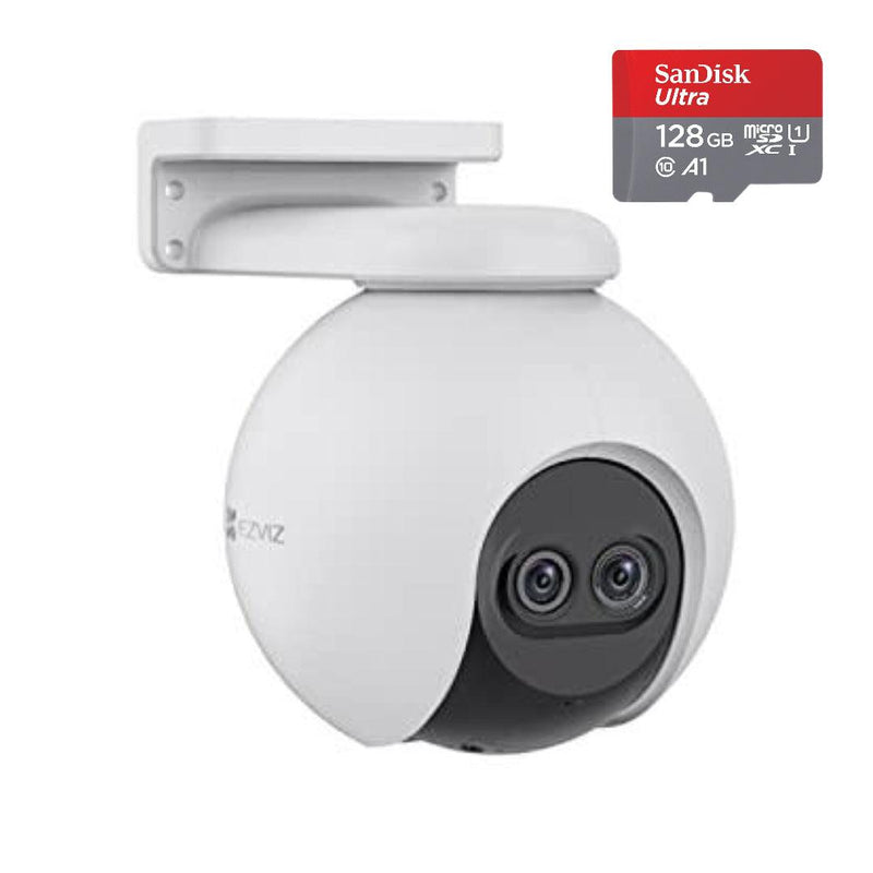 EZVIZ Security Camera Outdoor, 1080P WiFi Camera, 8× Mixed Zoom and AI-Powered Person Detection, IP65 Waterproof, Support MicroSD Card up to 512GB | C8PF with SanDisk 128GB Ultra MicroSDXC - Lolly