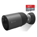 EZVIZ Battery Security Camera Outdoor with 210-Day Battery Life, 1080P Colour Night Vision, Built-in 32 GB eMMC, Two-way Audio, Waterproof (BC1C) with SanDisk 128GB Ultra MicroSDXC - Lolly
